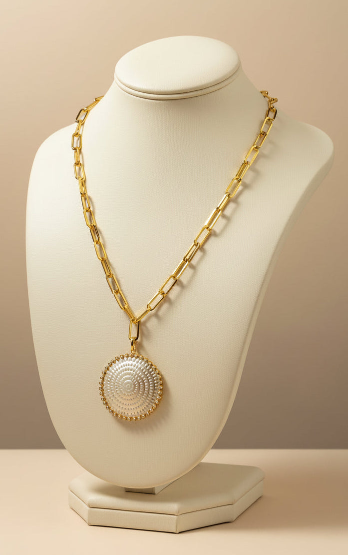 Montecito White Topaz Medallion Necklace | Luxury Pendant Necklace