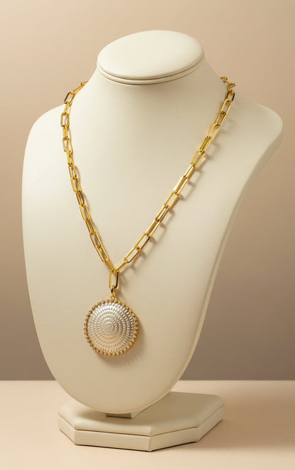 Montecito White Topaz Medallion Necklace | Luxury Pendant Necklace