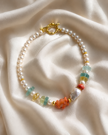 One-of-a-Kind Amalfi Coral Mare Baroque Pearl Statement Necklace