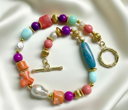 Ibiza Riviera Baroque Pearl, Opal & Coral Statement
One-of-a-Kind Necklace