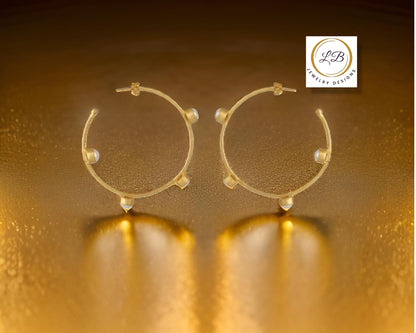 Oversized Gold Hoop Pearl Inside-Out Earrings