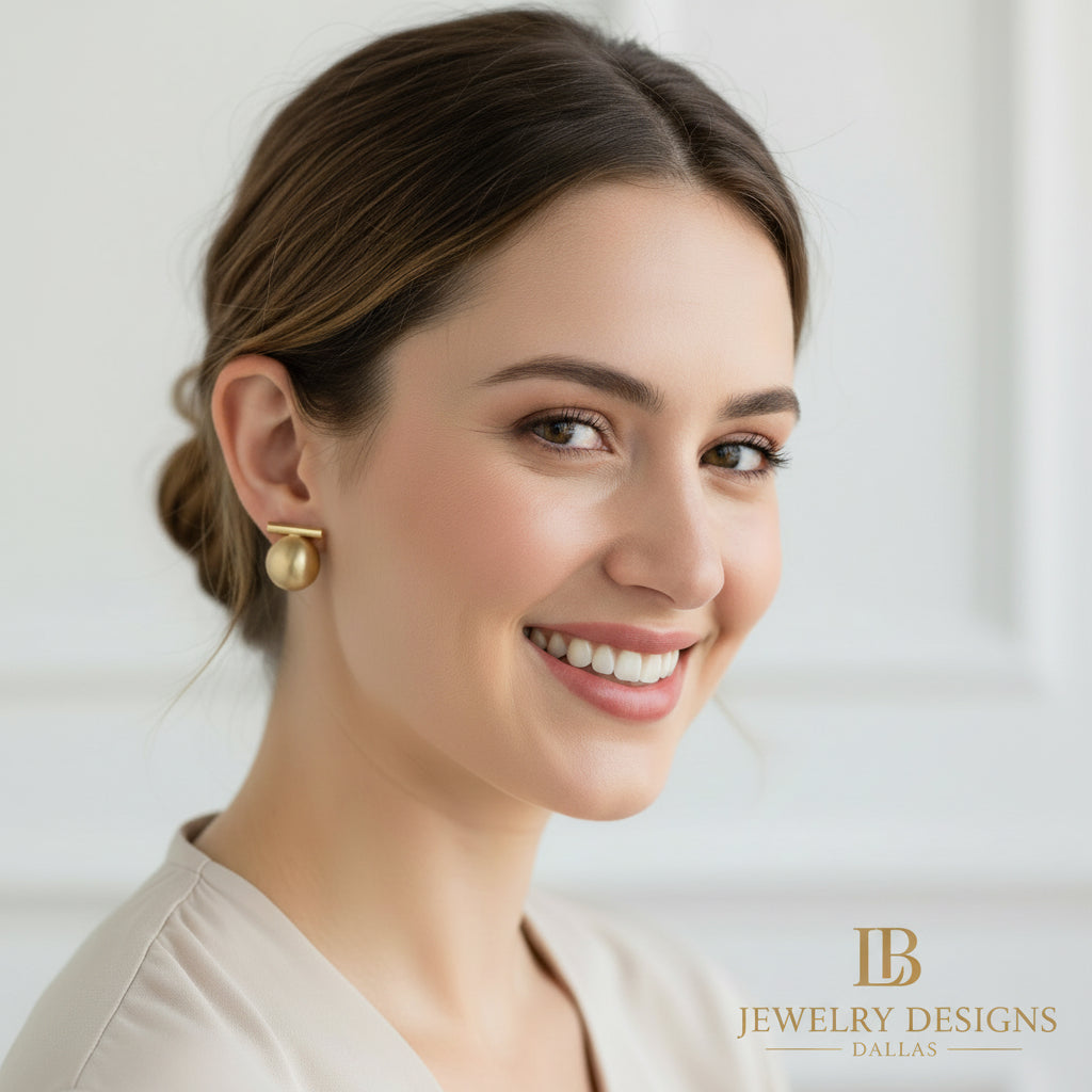 French-Inspired Brushed 18k Gold Vermeil Stud Earrings - Petite Matte Gold Everyday Earrings
