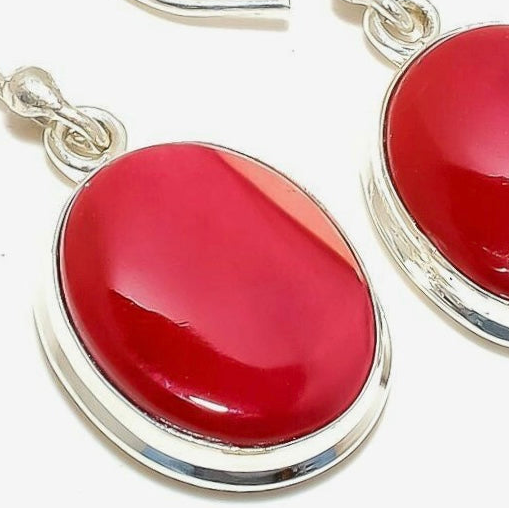 One-of-a-Kind Montecito Red Mookaite Jasper Sterling Silver Drop Earrings