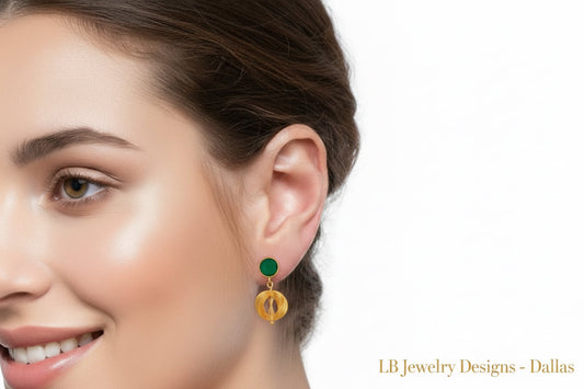 Green Onyx Gold Vermeil Dangle Earrings - Sculptural Filigree Designer Statement Earrings