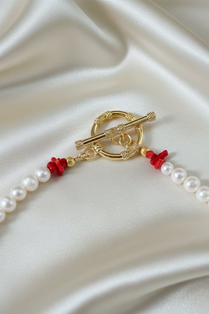 Amalfi Coral, Lemon Quartz & Freshwater Pearl Statement Necklace | One-of-a-Kind Luxury Necklace