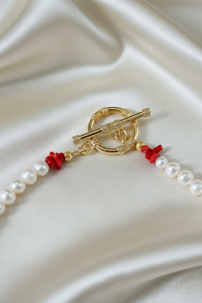 Amalfi Coral, Lemon Quartz & Freshwater Pearl Statement Necklace | One-of-a-Kind Luxury Necklace