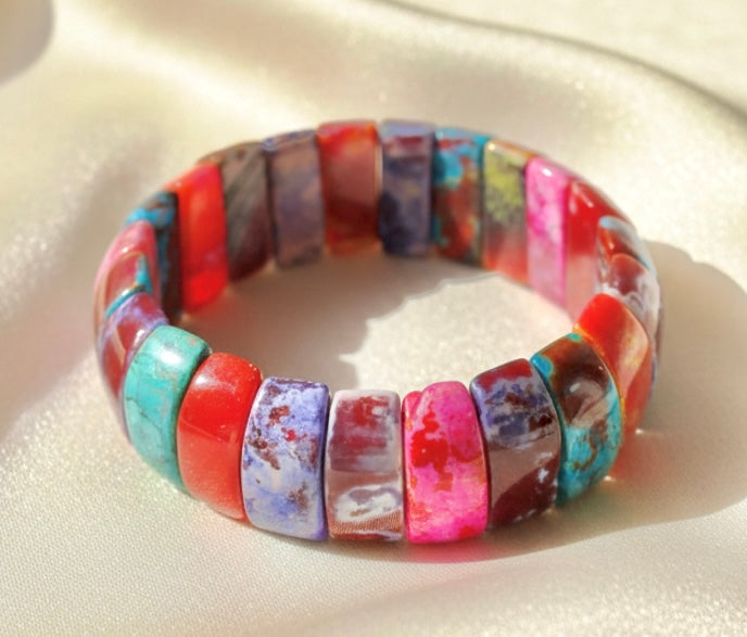 Ibiza Rainbow Fire Agate Stretch Bracelet