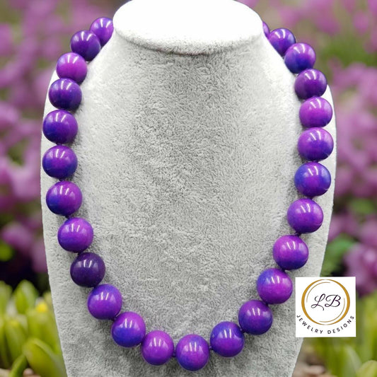 Royal Purple Sugilite Gemstone Double-Knotted Statement Necklace 18