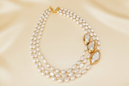 Capri Keshi Pearl Triple-Strand Statement Necklace – Baroque Freshwater Pearl & Gold Vermeil Luxury Resort Jewelry