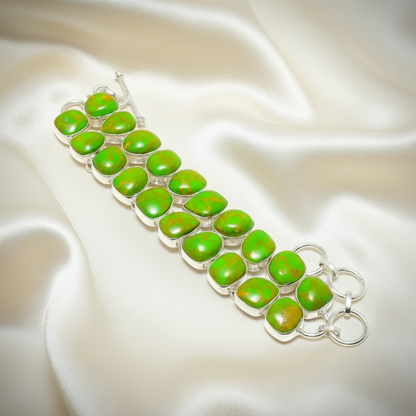 Capri Verde Copper Turquoise Sterling Silver Statement Bracelet - One of a Kind