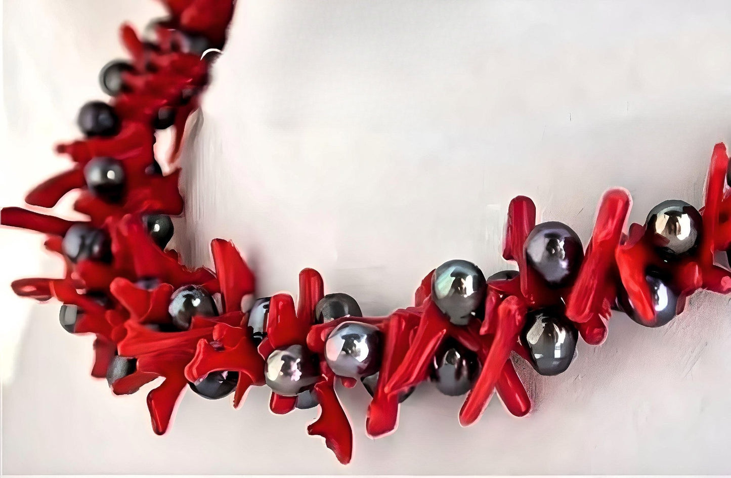 Tahitian Pearl & Red Coral Statement Necklace - Resort Luxury Jewelry
