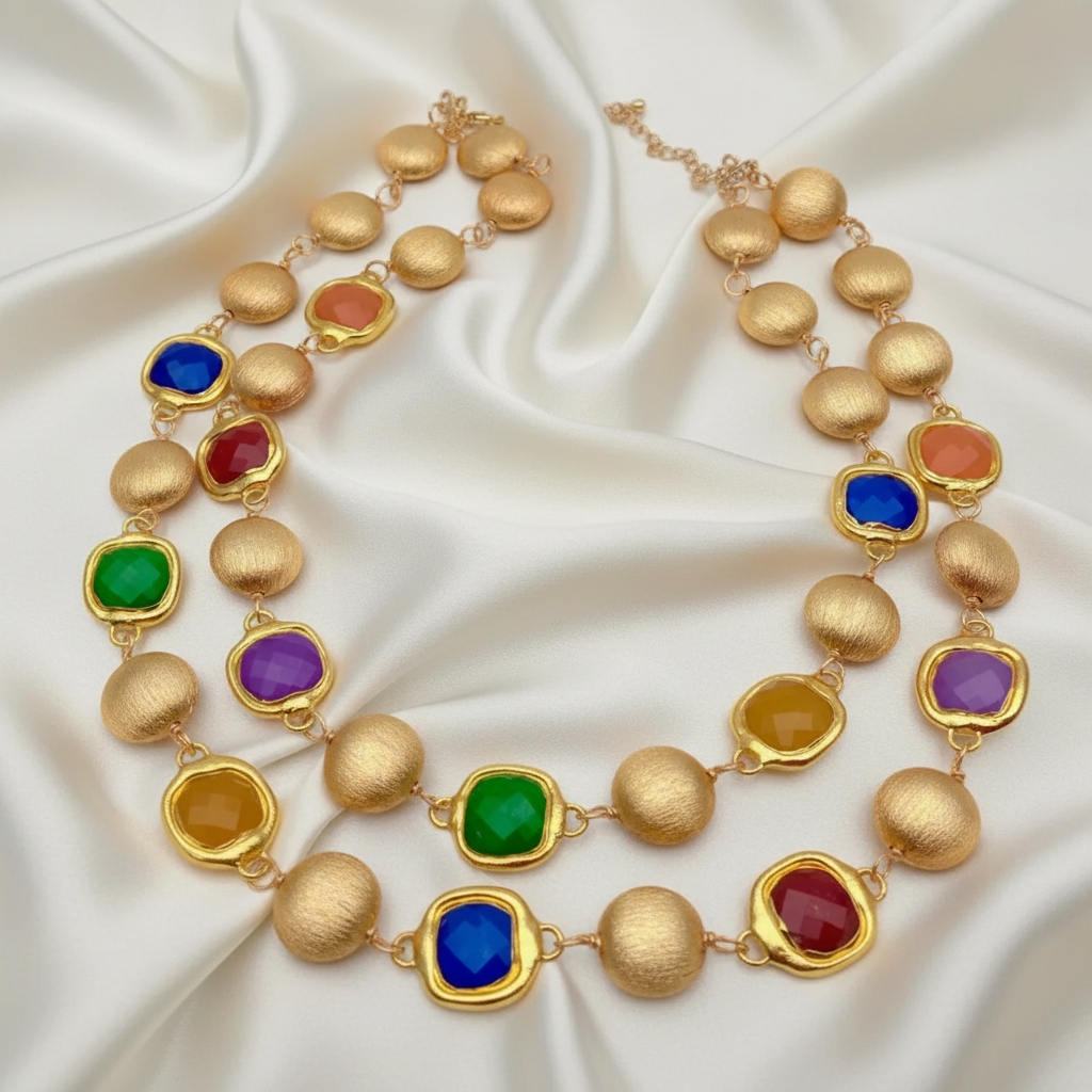 Capri Riviera Multi-Gemstone Vermeil Statement Necklace