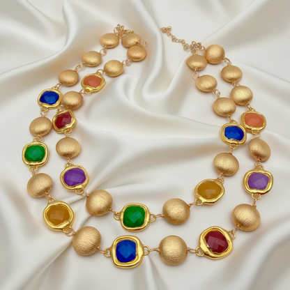 Capri Riviera Multi-Gemstone Vermeil Statement Necklace