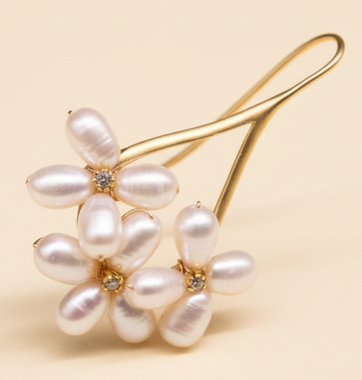 Capri Pearl Blossom Drop Earrings – Freshwater Pearl Cluster & 18k Gold