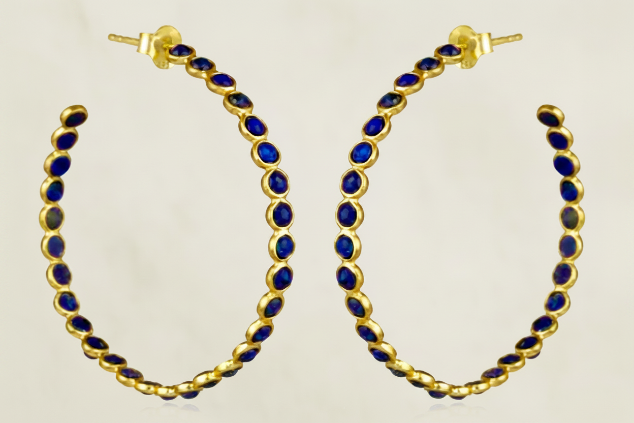 Montecito Lapis Lazuli Gold Vermeil Statement Hoop Earrings
