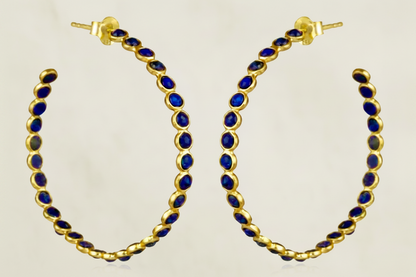 Montecito Lapis Lazuli Gold Vermeil Statement Hoop Earrings