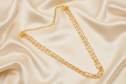 Ibiza Layered Pearl Necklace: One-of-a-Kind Triple Strand Freshwater Pearl - 22K Gold Filled Coastal Luxury Jewelry