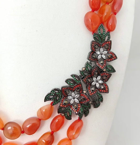 Amalfi Sunset Limited Edition Carnelian Statement Necklace: Multi-Strand Luxury Resort Jewelry