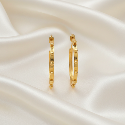Capri 18k Gold Dotted Hoops: Lightweight Statement Hoops - Luxury Resort Jewelry