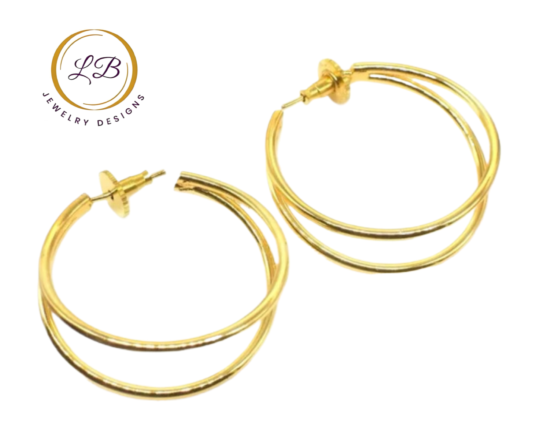 Gold Double Hoop Hollywood Earrings
