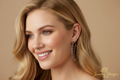 Lapis Lazuli Bezel-Set Statement Hoop Earrings
