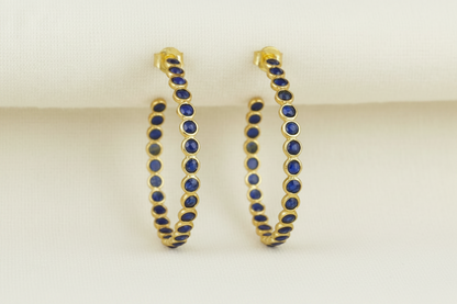 Montecito Lapis Lazuli Gold Vermeil Statement Hoop Earrings