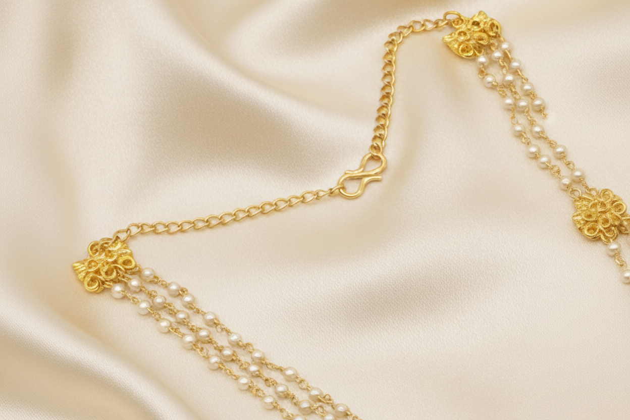 Ibiza Layered Pearl Necklace: One-of-a-Kind Triple Strand Freshwater Pearl - 22K Gold Filled Coastal Luxury Jewelry