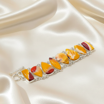 One of a Kind Montecito Mookaite Sterling Silver Statement Bracelet – Golden Sunset & Earthstone Variations