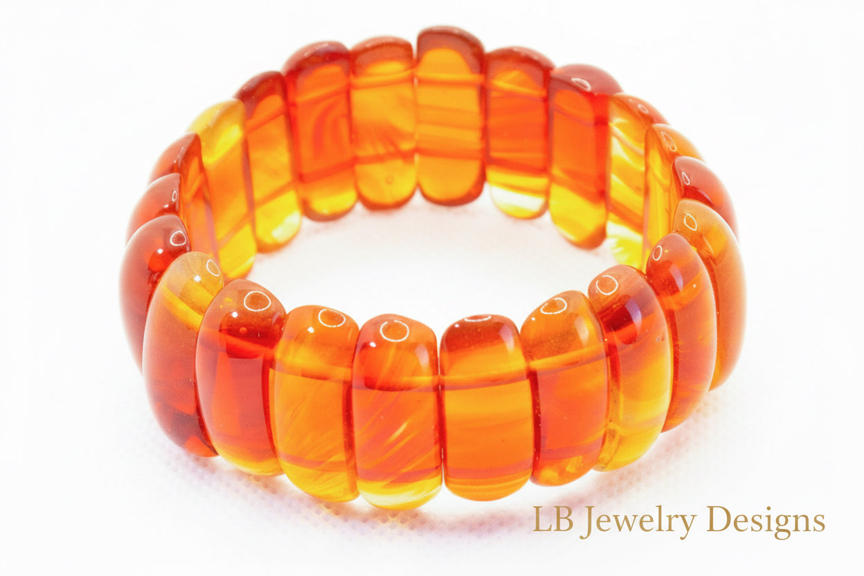 Orange Carnelian Gemstone Statement Bracelet