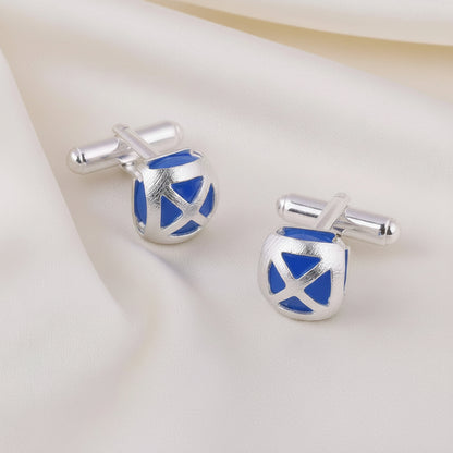 Capri French Blue Chalcedony Sterling Silver Cufflinks & Dress Stud Set | Laura B. Smith Jewelry