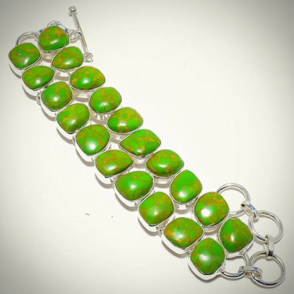 Capri Verde Copper Turquoise Sterling Silver Statement Bracelet - One of a Kind