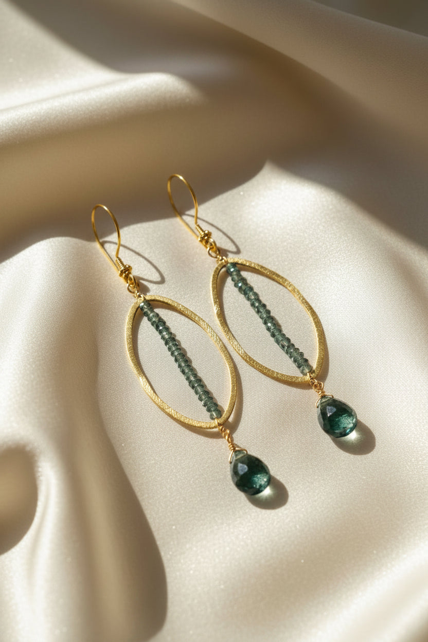 Capri Riviera Blue Green Topaz & Aquamarine Vermeil Statement Earrings