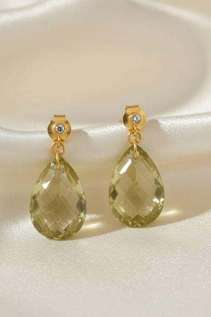 Amalfi Lemon Topaz Briolette Earrings | 24k Gold Vermeil & White Topaz