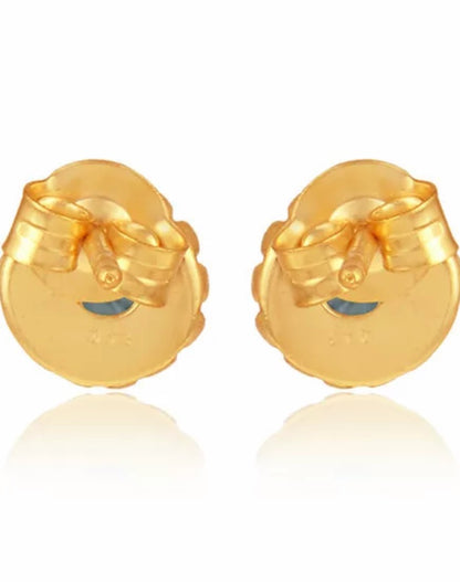 Blue Topaz Gemstones Gold Stud Earrings