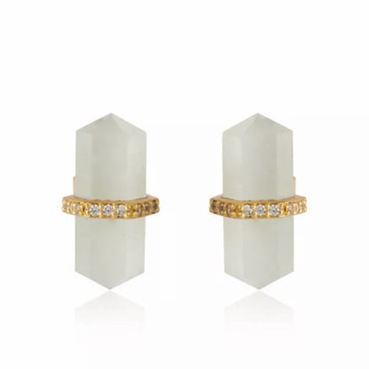 Moonstone Gemstone Pencil-Cut Gemstone Stud Earrings