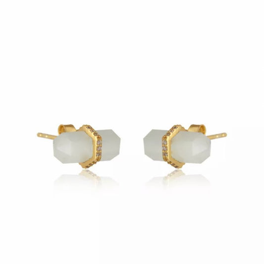 Moonstone Gemstone Pencil-Cut Gemstone Stud Earrings