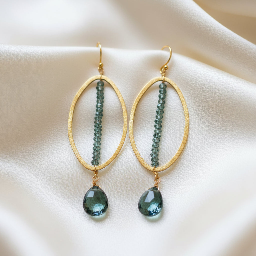 Capri Riviera Blue Green Topaz & Aquamarine Vermeil Statement Earrings