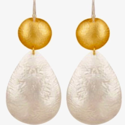 Lightweight Hammered Two-Tone Silver and Gold Dangle Earrings 2”