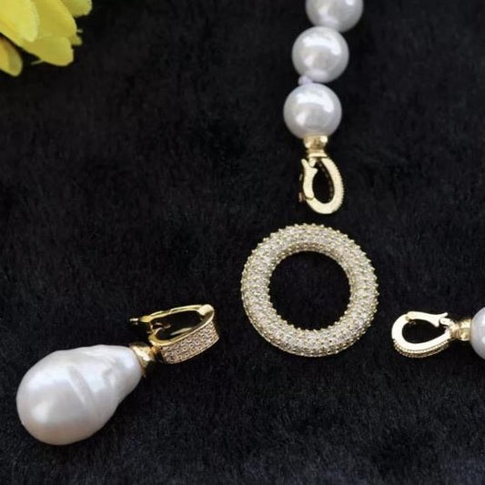 Detachable Keshi Pearl Drop Gemstone Double-Knotted Pearl Statement Necklace 18