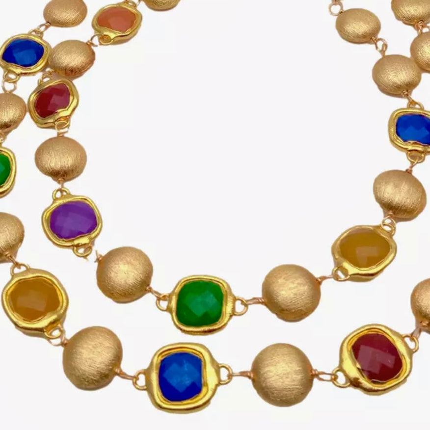 Capri Riviera Multi-Gemstone Vermeil Statement Necklace