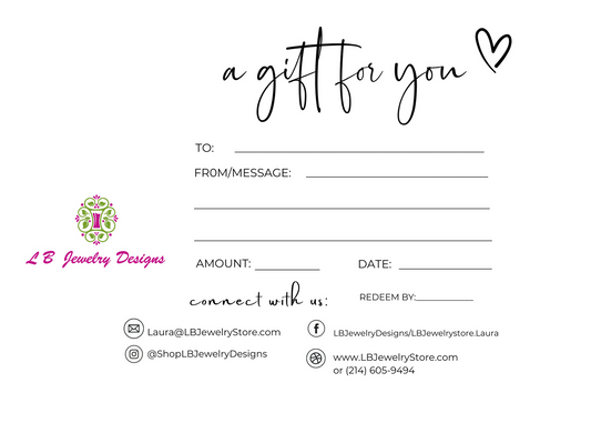 Gift Certificate for LB Jewelry Designs