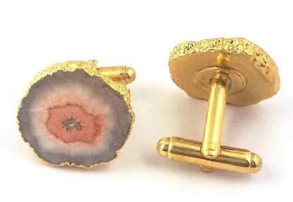 Cufflinks - Geode 24k Gold Electroplated