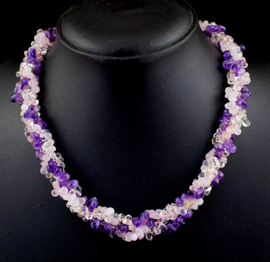 Amethyst, Rose Quartz & Citrine Statement Necklace