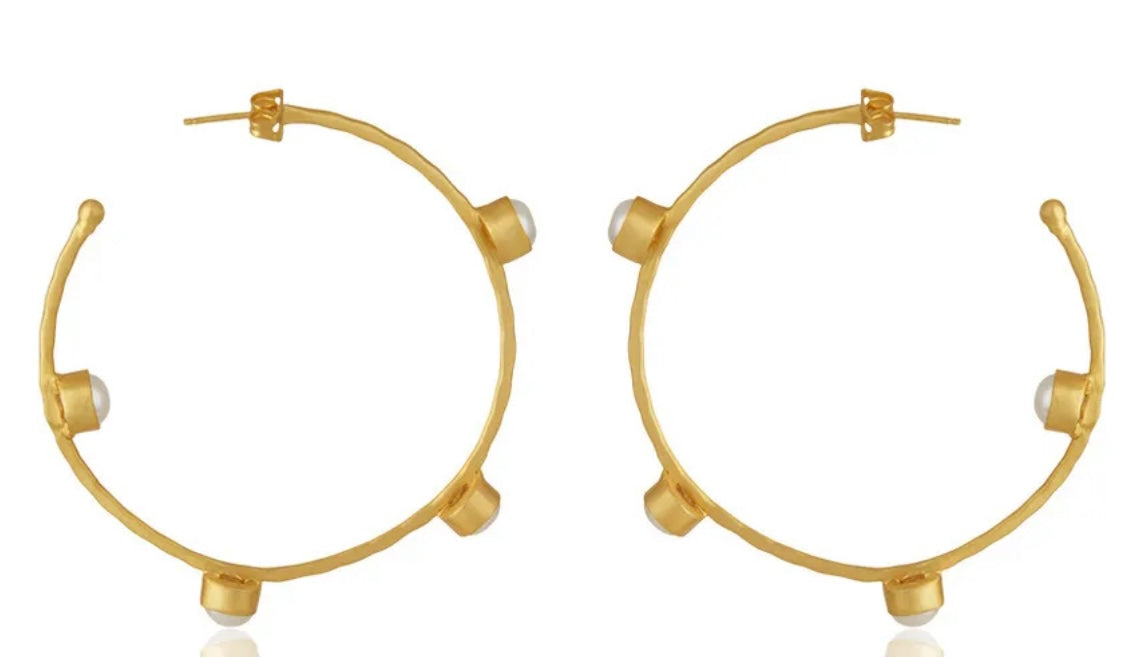 Oversized Gold Hoop Pearl Inside-Out Earrings