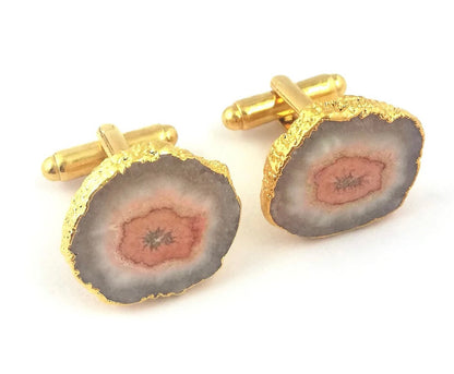 Cufflinks - Geode 24k Gold Electroplated