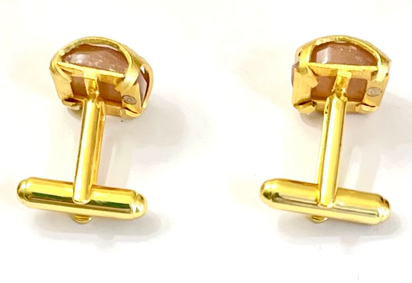 Cufflink Set - Criss Cross Orange Moonstone
