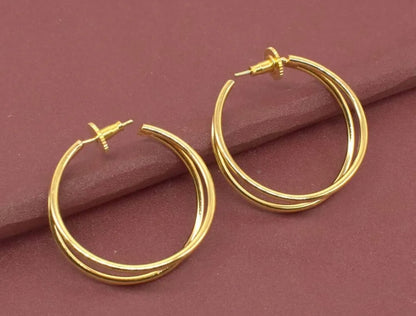 Gold Double Hoop Hollywood Earrings