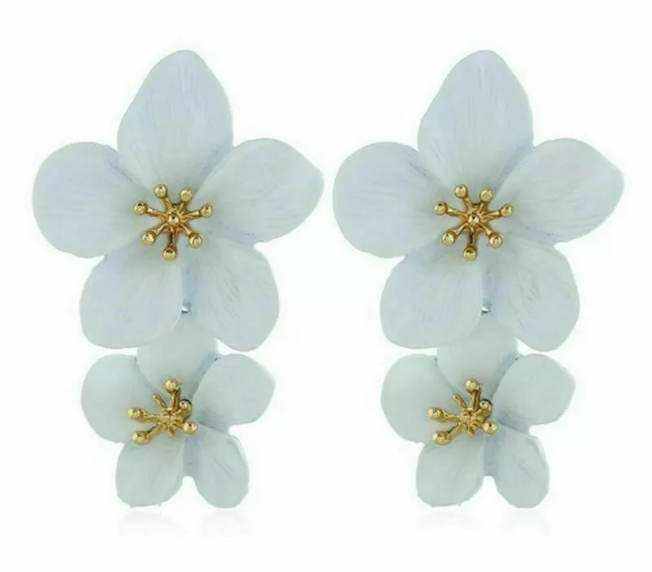 Multi Colors Eye-Catching Double-Drop Flower Statement Earrings