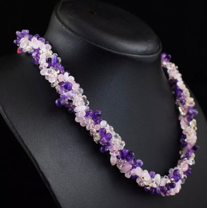 Amethyst, Rose Quartz & Citrine Statement Necklace