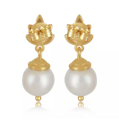 Dainty South Sea Pearl 24k Gold Plated Stud Earrings